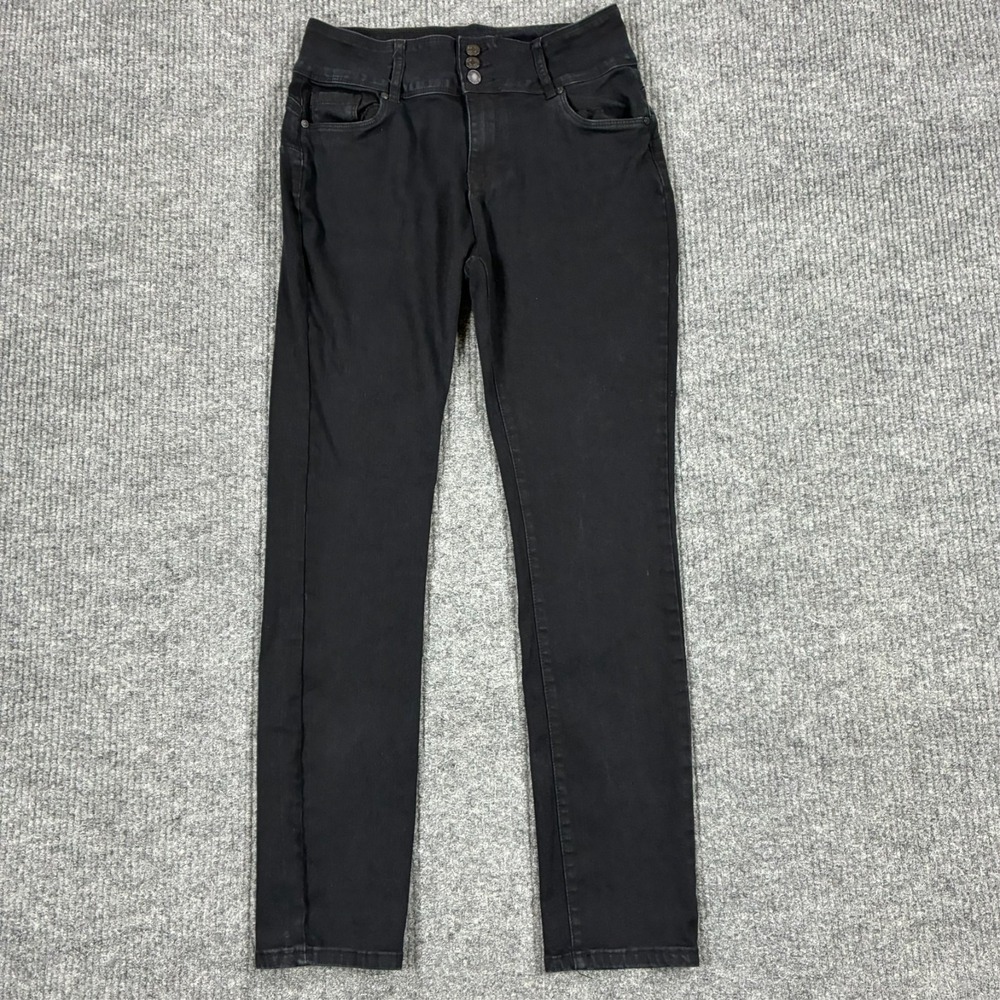 Bamboo Womens Slim Straight Jeans Size 15 Black Denim Stretch High Rise